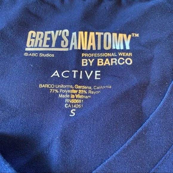Grey's Anatomy Navy Blue Scrub Top - Picture 4 of 4